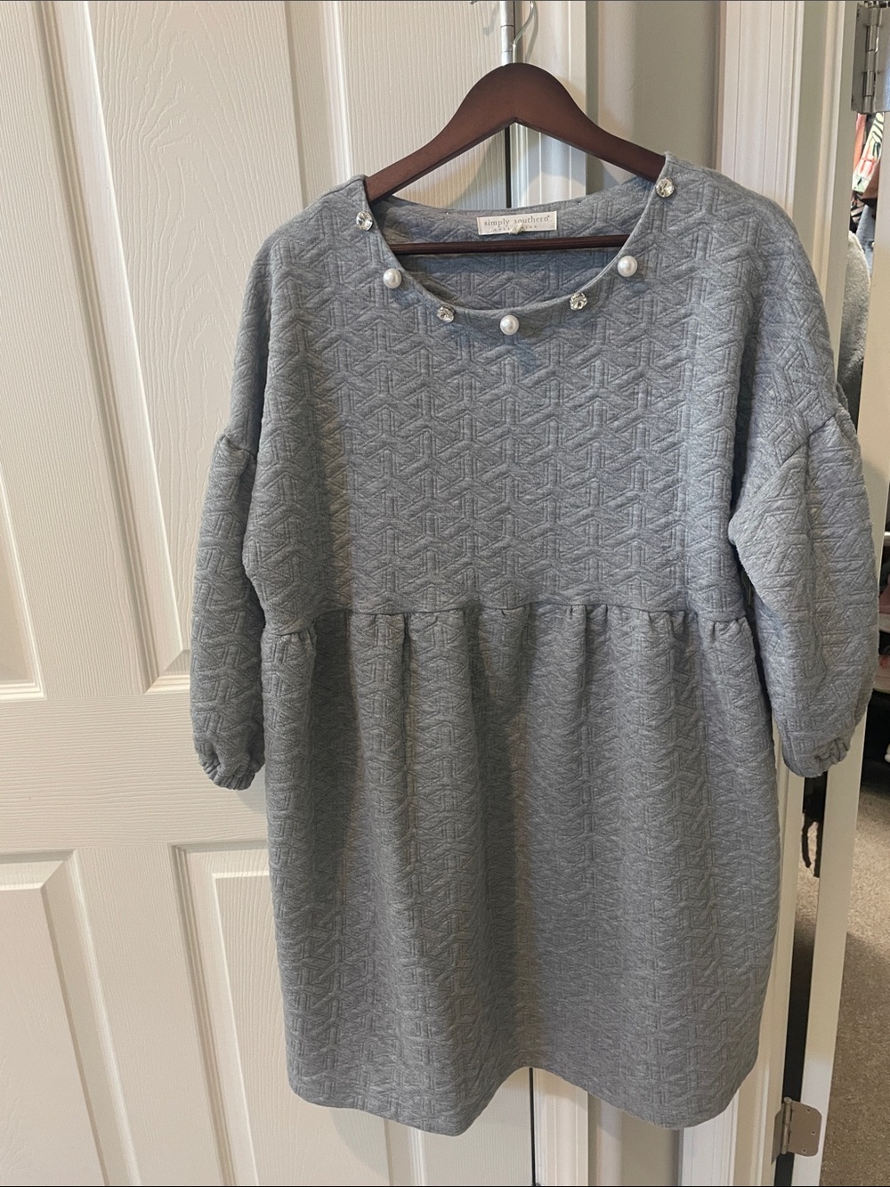 Simply Southern Heather Gray Knit dress with Label Detail